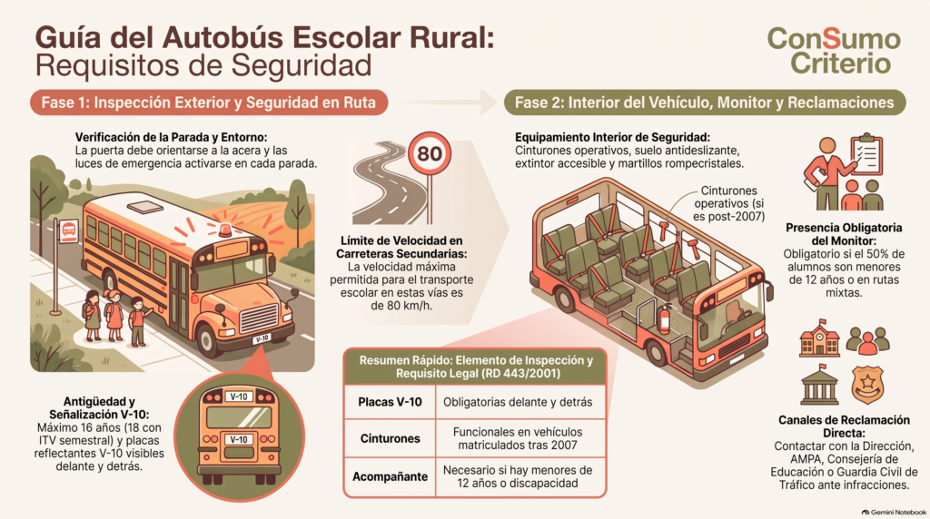 Requisitos de seguridad en transporte escolar