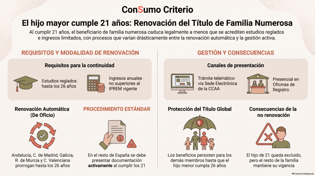 Familia numerosa: trámites para renovar si el mayor cumple 21 años
