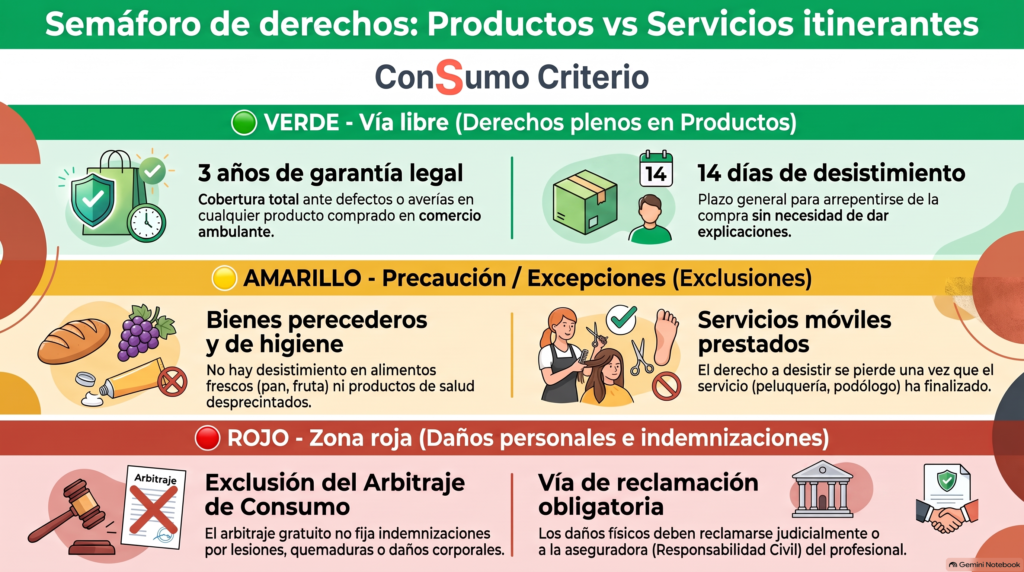 Semáforo sobre cómo reclamar a un negocio itinerante